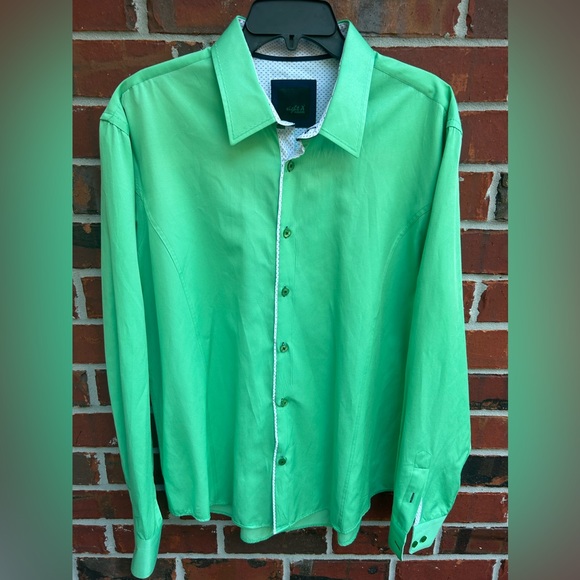 Eight X Premium Men’s Button Down Long Sleeve Light Green Dress Shirt XXL - Picture 4 of 5